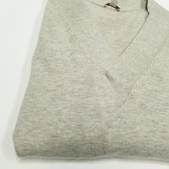 Gap V Neck Sweater Heathered Knit Tan tunic Wool Blend Oversized Size Medium - Picture 7 of 13